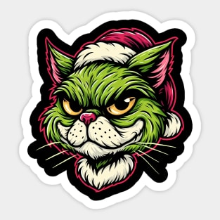 Cute Cat as The Grinch on Christmas Sticker